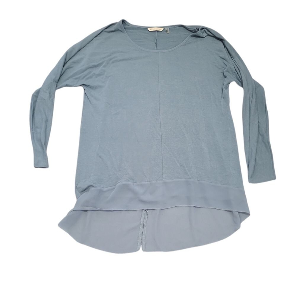 Soft Surroundings Blue Long Sleeve Tunic Top L Coastal Grandmother Luxe